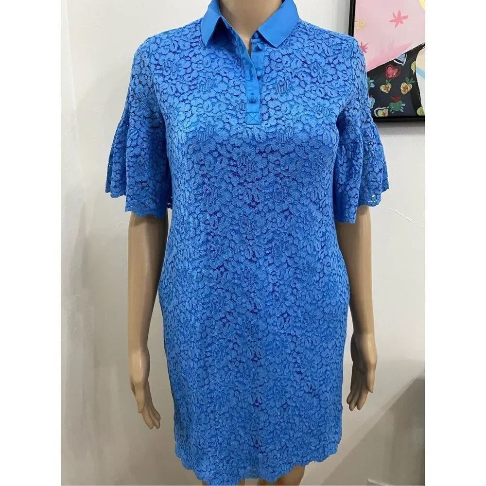 Banana Republic Lace Eyelet Bell Sleeve Dress Sz XS